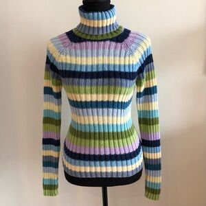 Striped Multicolor Turtleneck Sweater